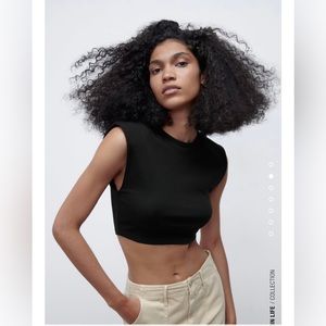 Zara Cropped Shoulder Pad Tee! New With Tags!!!